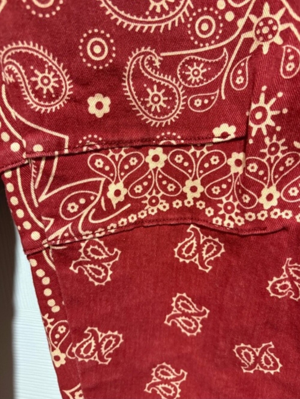 Loveimgs Women's Boyfriend Baggy Barrel Red Paisley Jean Size Medium US 8-10 NWT - Picture 7 of 13